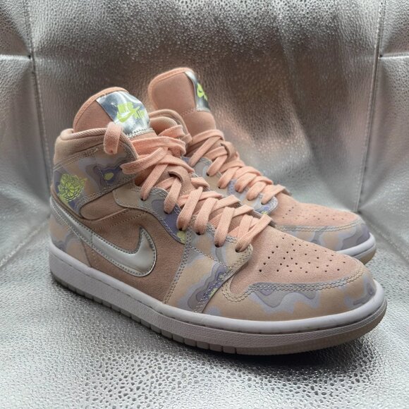 Size 9.5 Nike Air Jordan 1 Mid P(her)spective Womens Pink Sneaker CW6008–600 - Picture 1 of 10
